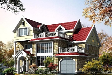 三層精致的自建復式小別墅，占地154㎡，帶有室內車庫