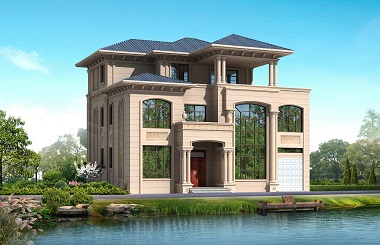 高端歐式三層自建別墅設(shè)計(jì)圖，帶有室內(nèi)車庫(kù)