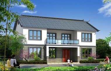 中式二層小戶型雙拼自建房屋設計圖，美觀精致，非常適合建在江南一代