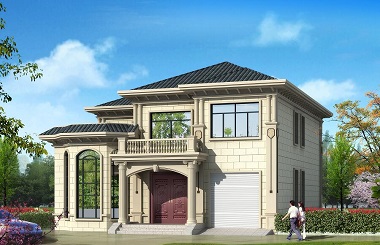 造價40萬左右占地200平方米二層自建房屋設計圖，帶有室內車庫