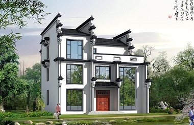 高端徽派三層自建別墅設(shè)計(jì)圖，端莊大氣，自建房屋首選