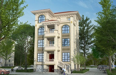 精致四層自建別墅設計圖，帶有架空層，可做室內車庫