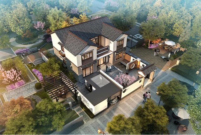 11x13兩層新中式庭院別墅，主體面積30萬平方米，非常適合農村住宅建設