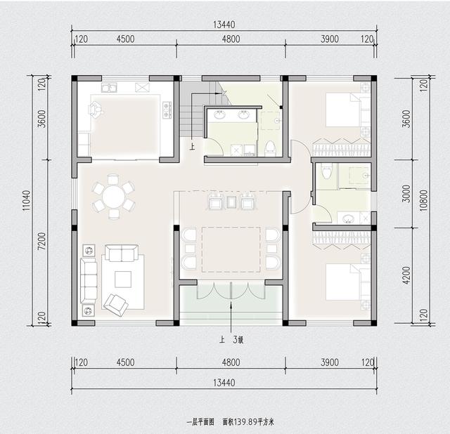 11x13兩層新中式庭院別墅，主體面積30萬平方米，非常適合農村住宅建設