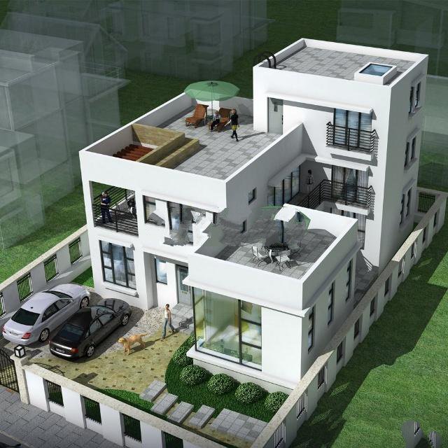 　　農村自建房的兩層半現代風格別墅設計；新農村三層別墅外部效果圖!