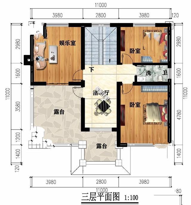兩棟建筑尺寸相同的別墅，1111米，從各個角度看都是簡歐洲風(fēng)格。有時候宅基地很大，但我不想建太大的別墅。主要原因是房子越大，成本越高!