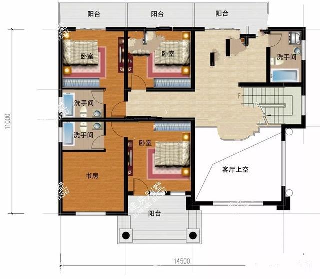 四層的鄉村別墅設計有斜屋頂，第一個客廳是空的，非常時尚有陽光的房間！